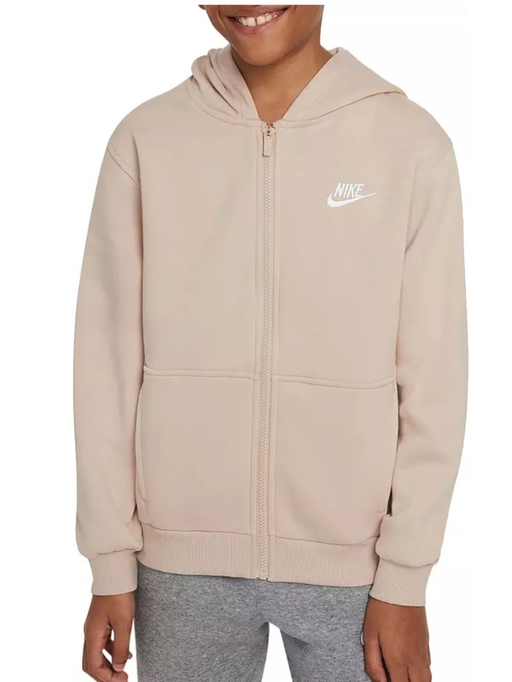 NWT Nike Kids' Tan Fleece Full-Zip Hoodie
